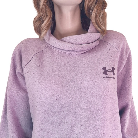 UNDER ARMOUR Fleece Pullover Top Sweater Sweatshirt Rival Wrap Neck Cotton Loose - Picture 6 of 13